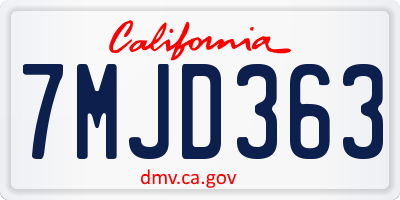 CA license plate 7MJD363