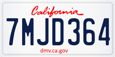 CA license plate 7MJD364