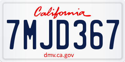 CA license plate 7MJD367