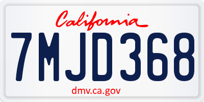 CA license plate 7MJD368