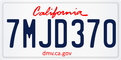 CA license plate 7MJD370