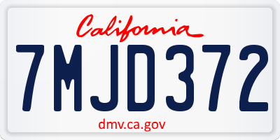 CA license plate 7MJD372