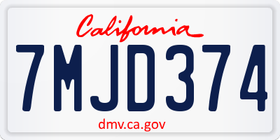 CA license plate 7MJD374