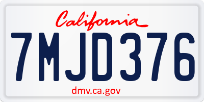 CA license plate 7MJD376
