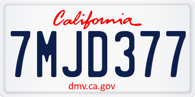CA license plate 7MJD377