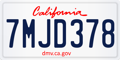 CA license plate 7MJD378