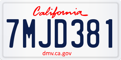 CA license plate 7MJD381