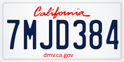 CA license plate 7MJD384