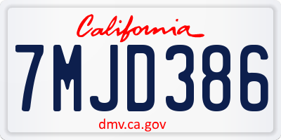 CA license plate 7MJD386