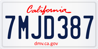 CA license plate 7MJD387
