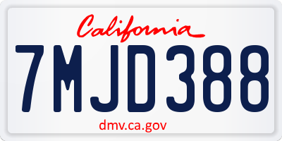 CA license plate 7MJD388