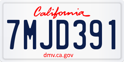 CA license plate 7MJD391
