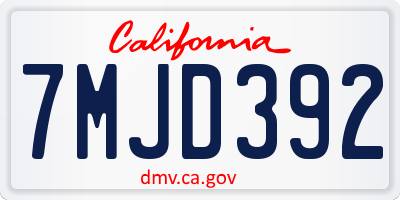 CA license plate 7MJD392