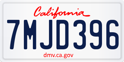 CA license plate 7MJD396