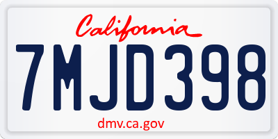 CA license plate 7MJD398
