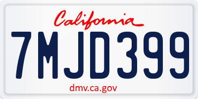 CA license plate 7MJD399