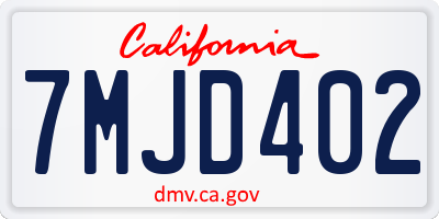 CA license plate 7MJD402