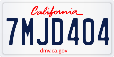 CA license plate 7MJD404