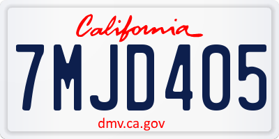 CA license plate 7MJD405