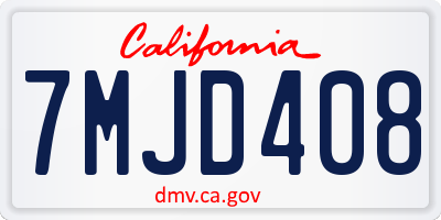 CA license plate 7MJD408