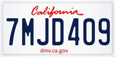 CA license plate 7MJD409