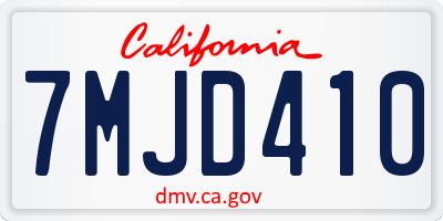 CA license plate 7MJD410