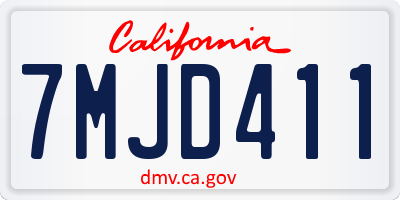 CA license plate 7MJD411
