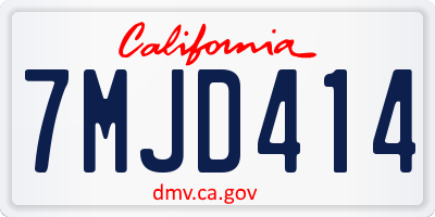 CA license plate 7MJD414