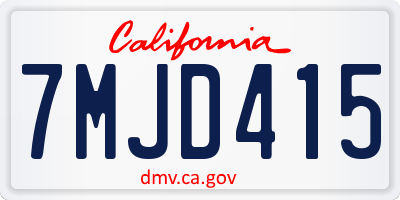 CA license plate 7MJD415