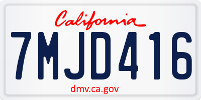 CA license plate 7MJD416