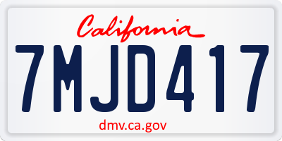 CA license plate 7MJD417