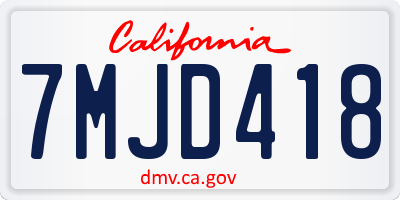 CA license plate 7MJD418