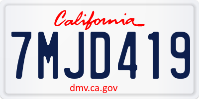 CA license plate 7MJD419