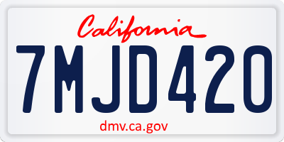 CA license plate 7MJD420