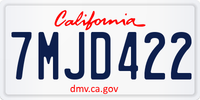 CA license plate 7MJD422