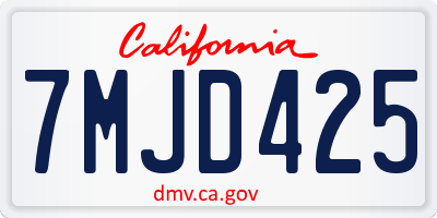 CA license plate 7MJD425