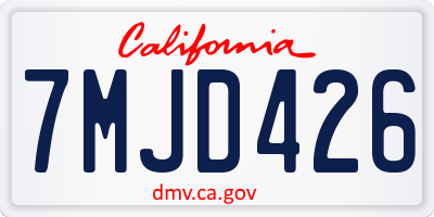 CA license plate 7MJD426