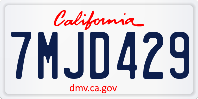 CA license plate 7MJD429