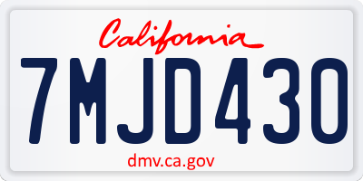 CA license plate 7MJD430
