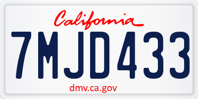 CA license plate 7MJD433