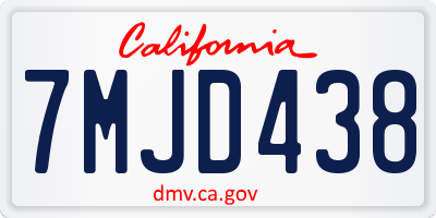 CA license plate 7MJD438