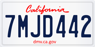 CA license plate 7MJD442