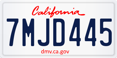 CA license plate 7MJD445