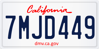 CA license plate 7MJD449