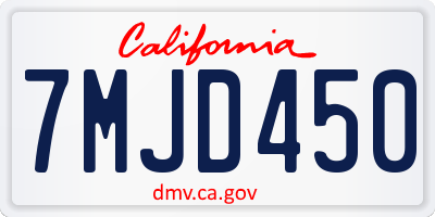 CA license plate 7MJD450