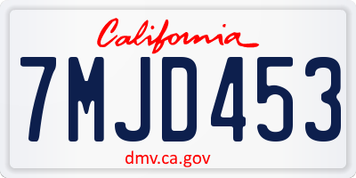 CA license plate 7MJD453