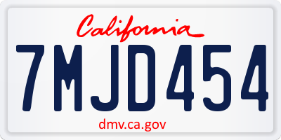 CA license plate 7MJD454