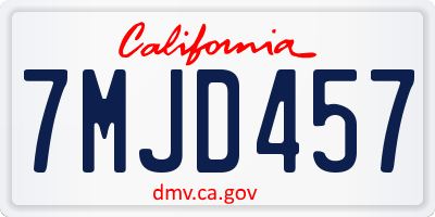 CA license plate 7MJD457
