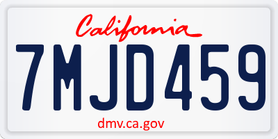 CA license plate 7MJD459