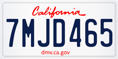 CA license plate 7MJD465
